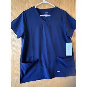 Women's New York Laundry Medics Blue Nurse Medical Scrub Shirt Uniform - Medium